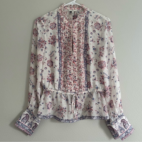 Joie Tops - Joie Cream and Pink Floral Blouse